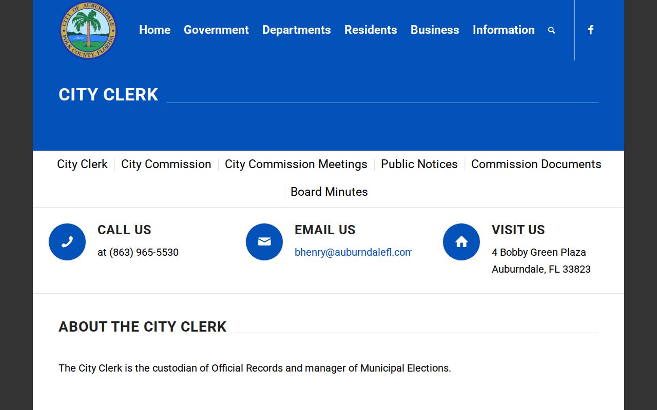 Auburndale City Clerk source for city criminal record requests