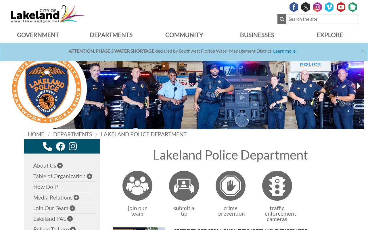 Lakeland Police Department source for Lakeland criminal records