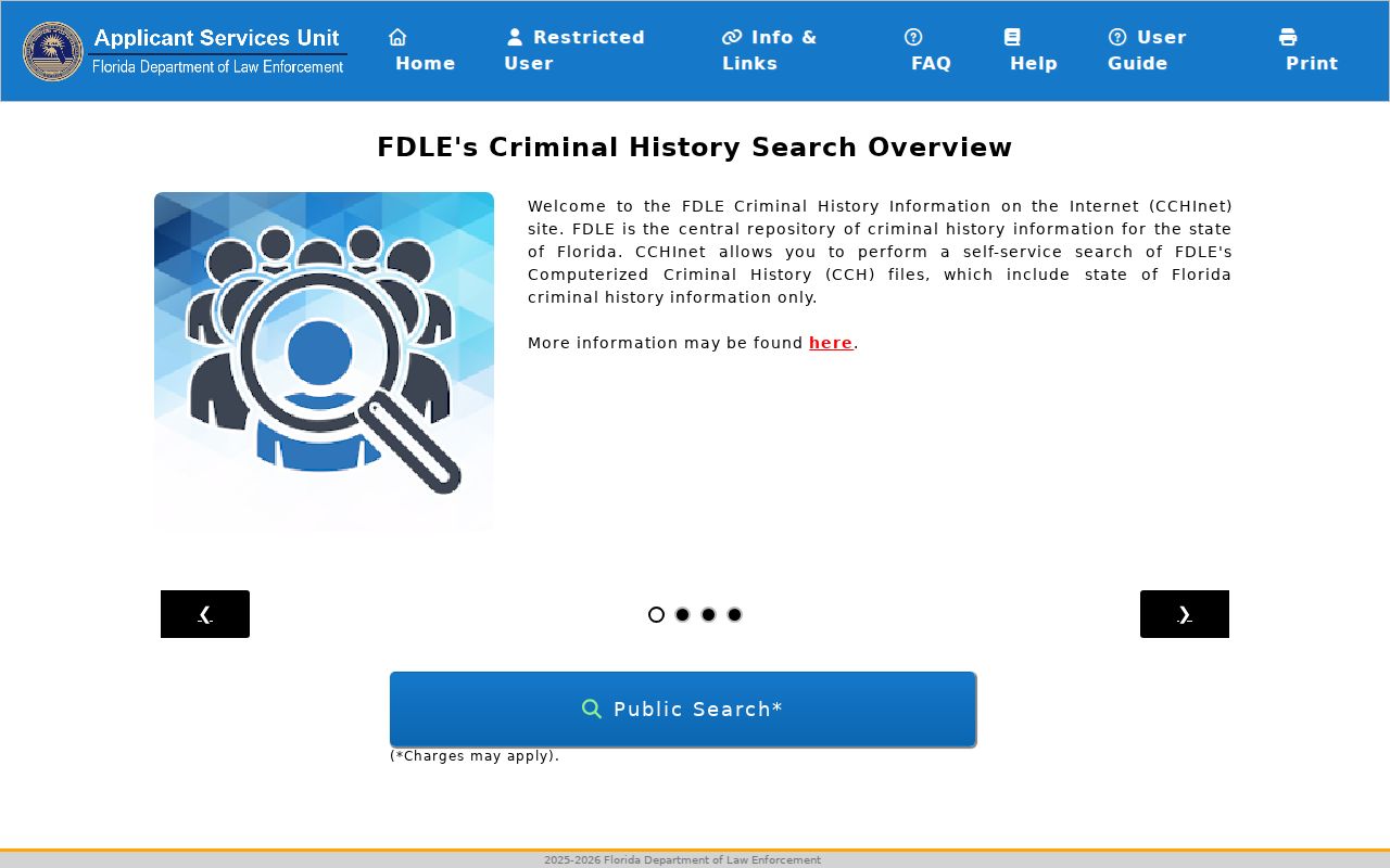Polk County criminal history search through FDLE CCHInet