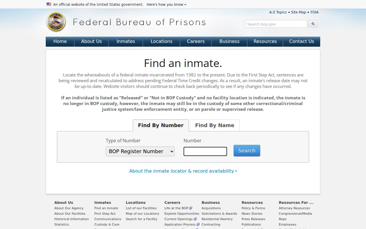 Federal inmate locator for a Polk County criminal case