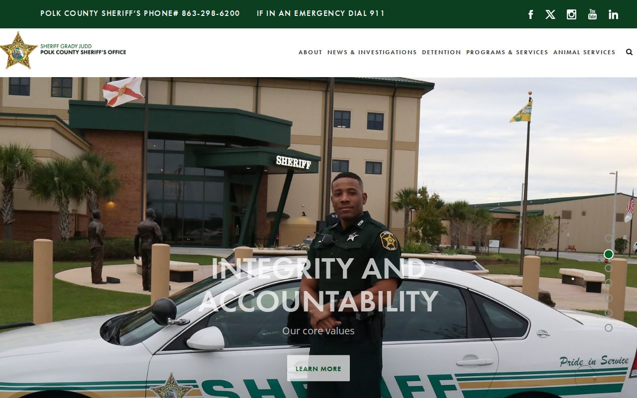Polk County Sheriff's Office criminal records contact page