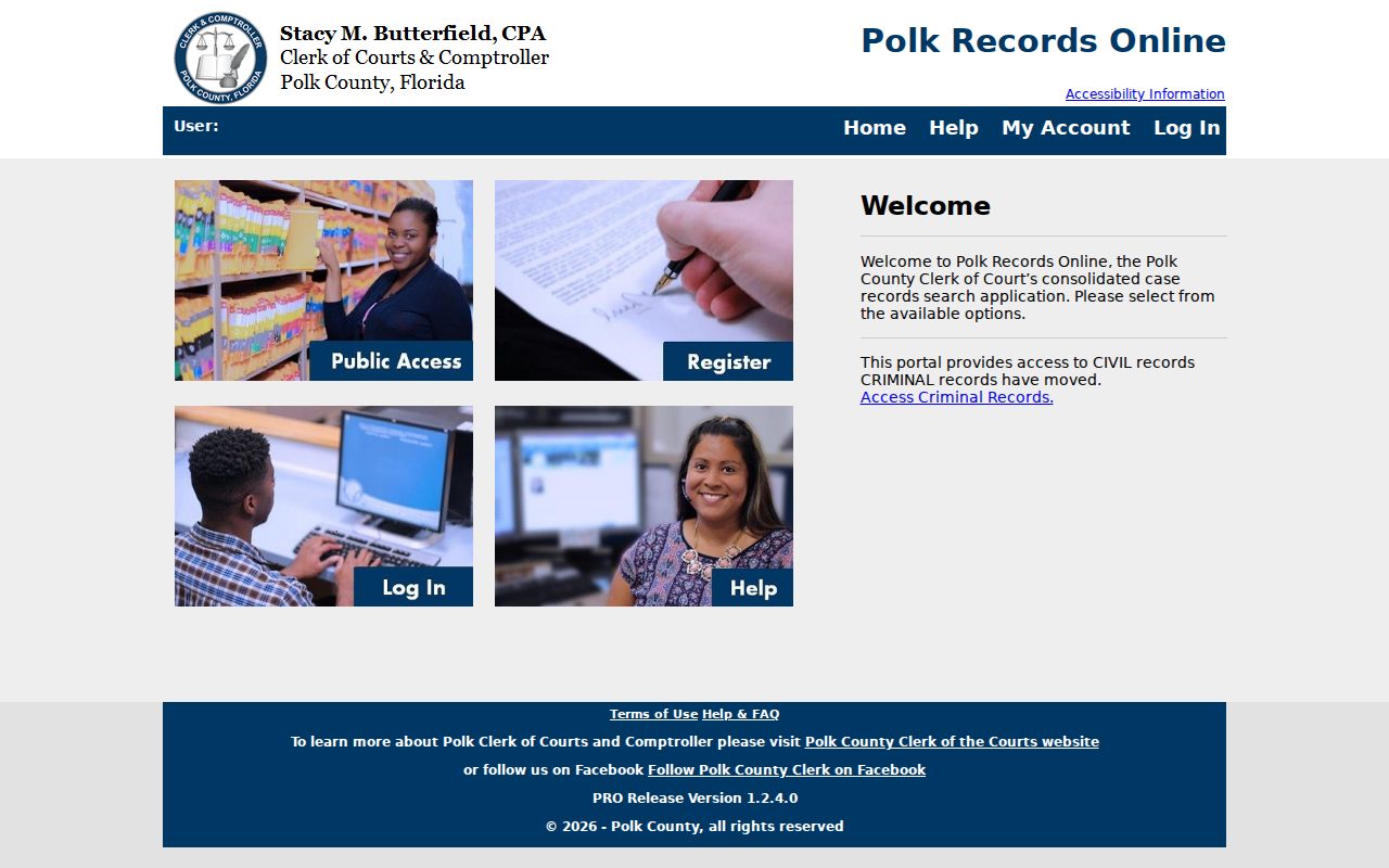 Legacy portal notice routing Polk County criminal court cases