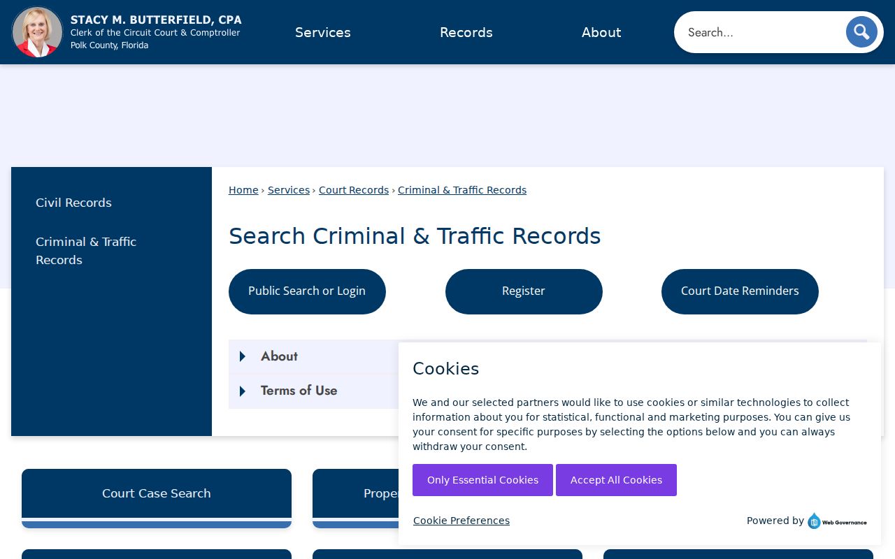 Polk County criminal court cases access page