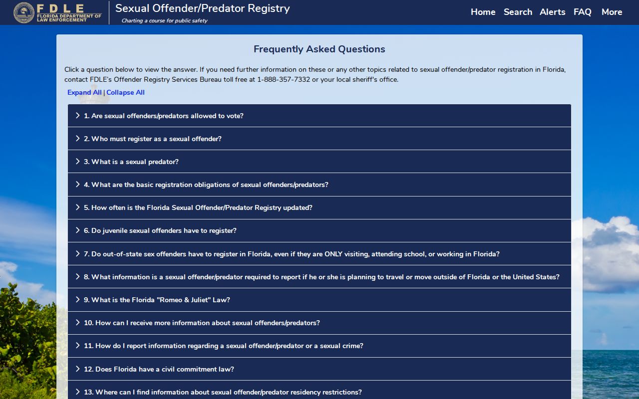 Polk County sex offender alert and registry guidance from FDLE